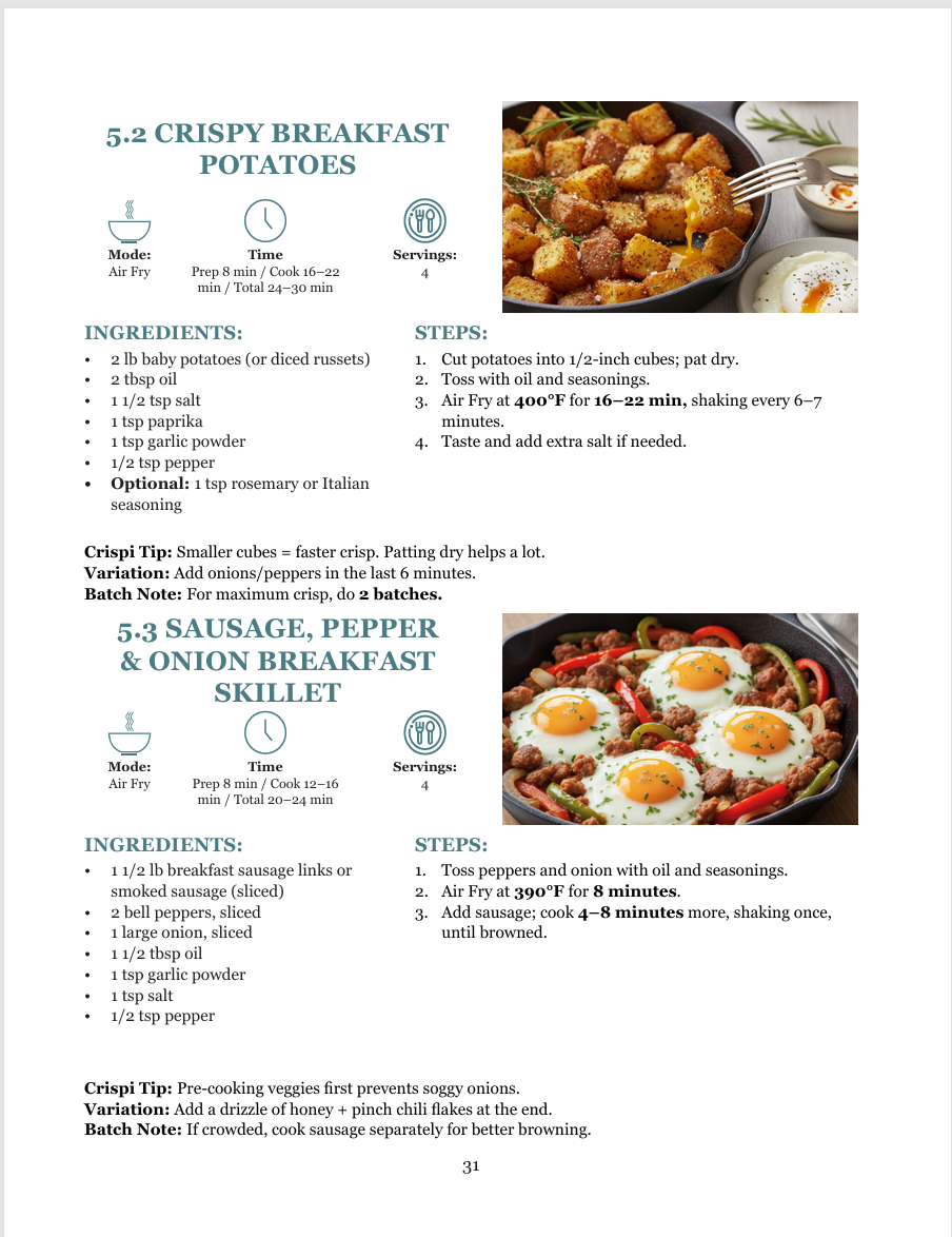 Multi-recipe compact layout with macros